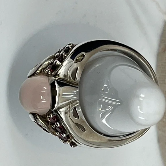 Vintage Sterling Silver Moonstone & Purple Gemstone Ring - Size 7 - Picture 13 of 17